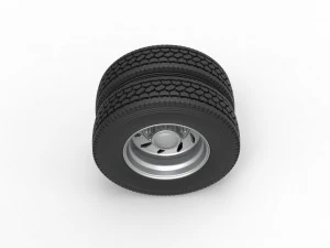 10 Triangular Hole Rear double wheel of semi truck Version 3 Scale 1 to 25 3D Print Model