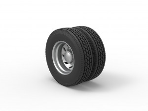 10 Triangular Hole Rear double wheel of semi truck Version 3 Scale 1 to 25 3D 打印模型
