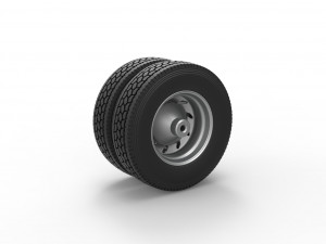 10 Triangular Hole Rear double wheel of semi truck Version 3 Scale 1 to 25 3D 打印模型