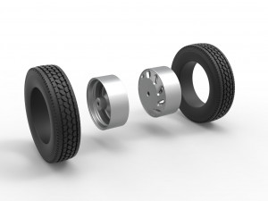 10 Triangular Hole Rear double wheel of semi truck Version 3 Scale 1 to 25 3D 打印模型