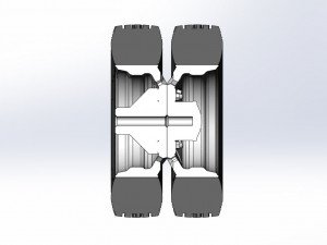 10 Triangular Hole Rear double wheel of semi truck Version 3 Scale 1 to 25 3D 打印模型
