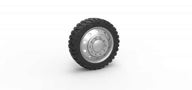10 Hole front semi wheel for pickup Scale 1 to 25 3D Print Model .c4d .max .obj .3ds .fbx .stl .blend 