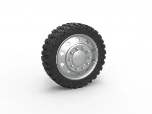 10-gaats voorwiel voor pick-up Schaal 1 tot 25 3D printmodel