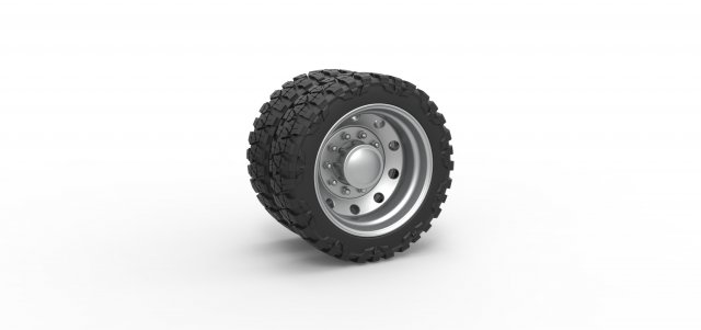 10 Hole rear semi wheel for pickup Scale 1 to 25 Modèles 3D en vedette .c4d .max .obj .3ds .fbx .stl .blend 