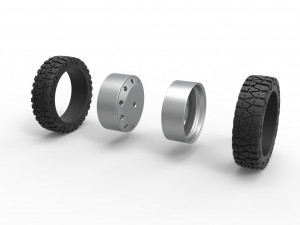 10 Hole rear semi wheel for pickup Scale 1 to 25 Modèles 3D en vedette