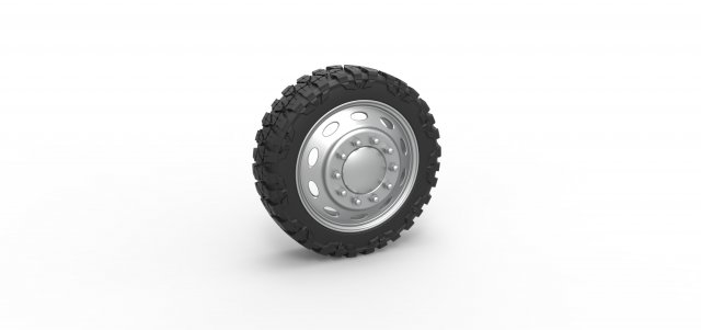 10 Oval Hole front semi wheel for pickup Scale 1 to 25 3D Baskı Modeli .c4d .max .obj .3ds .fbx .stl .blend 