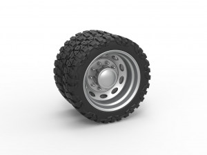 10 Oval Hole rear semi wheel for pickup Scale 1 to 25 3D Print Model