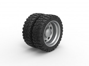 10 Oval Hole rear semi wheel for pickup Scale 1 to 25 3D Print Model