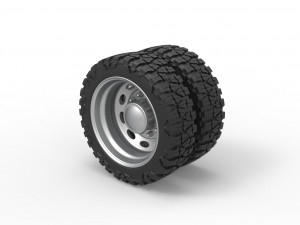 10 Oval Hole rear semi wheel for pickup Scale 1 to 25 3D Print Model