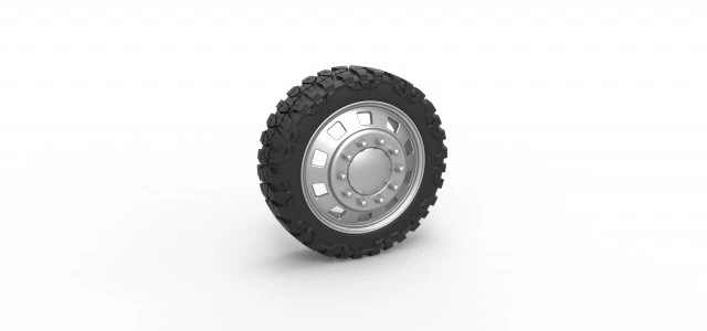 10 Square Hole front semi wheel for pickup Scale 1 to 25 3D Print Model .c4d .max .obj .3ds .fbx .stl .blend 