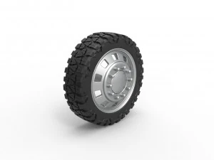 10 Square Hole front semi wheel for pickup Scale 1 to 25 3D Print Model