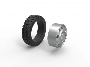 10 Square Hole front semi wheel for pickup Scale 1 to 25 3D Print Model