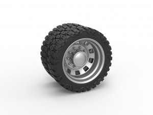10 Square Hole rear semi wheel for pickup Scale 1 to 25 3D Print Model