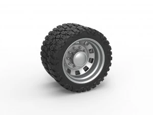 Заднее полуколесо с 10 квадратными отверстиями для пикапа. Масштаб от 1 до 25. 3D Принт Модель