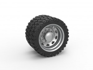 10 Triangular Hole rear semi wheel for pickup Version 1 Scale 1 to 25 3D Print Model