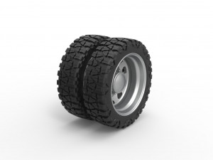 10 Triangular Hole rear semi wheel for pickup Version 1 Scale 1 to 25 3D 프린트 모델