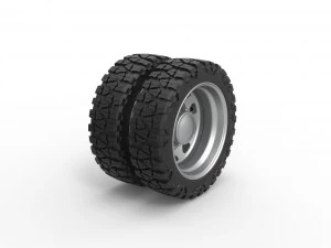 10 Triangular Hole rear semi wheel for pickup Version 1 Scale 1 to 25 3D Print Model
