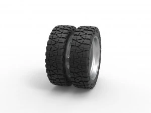 10 Triangular Hole rear semi wheel for pickup Version 1 Scale 1 to 25 3D Print Model
