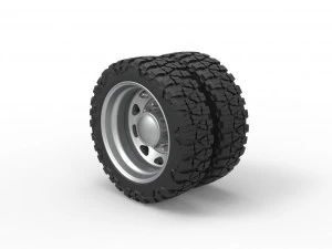 10 Triangular Hole rear semi wheel for pickup Version 1 Scale 1 to 25 3D Print Model
