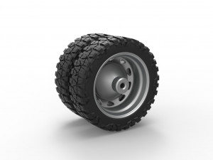 10 Triangular Hole rear semi wheel for pickup Version 1 Scale 1 to 25 3D 프린트 모델