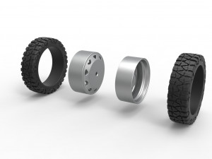 10 Triangular Hole rear semi wheel for pickup Version 1 Scale 1 to 25 3D 프린트 모델