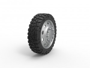 10 Triangular Hole front semi wheel for pickup Version 2 Scale 1 to 25 3D Baskı Modeli