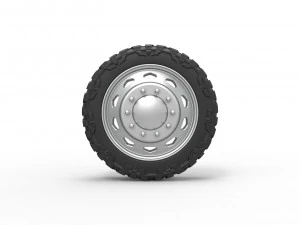 10 Triangular Hole front semi wheel for pickup Version 2 Scale 1 to 25 3D Print Model