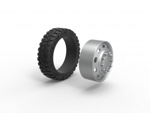 10 Triangular Hole front semi wheel for pickup Version 2 Scale 1 to 25 3D Baskı Modeli