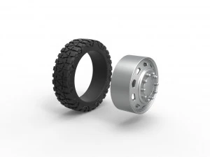 10 Triangular Hole front semi wheel for pickup Version 2 Scale 1 to 25 3D Print Model