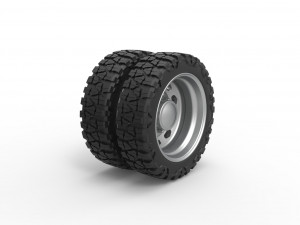 10 Triangular Hole rear semi wheel for pickup Version 2 Scale 1 to 25 3Dプリントモデル