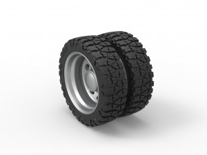 10 Triangular Hole rear semi wheel for pickup Version 2 Scale 1 to 25 3Dプリントモデル