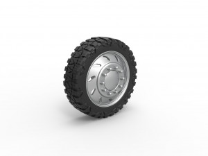10 Triangular Hole front semi wheel for pickup Version 3 Scale 1 to 25 3D 프린트 모델