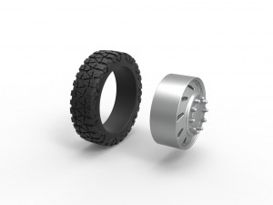 10 Triangular Hole front semi wheel for pickup Version 3 Scale 1 to 25 3D 프린트 모델