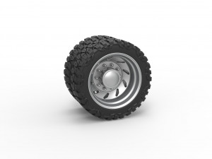 10 Triangular Hole rear semi wheel for pickup Version 3 Scale 1 to 25 3D Принт Модель
