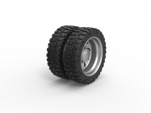 10 Triangular Hole rear semi wheel for pickup Version 3 Scale 1 to 25 3D-Druckmodell
