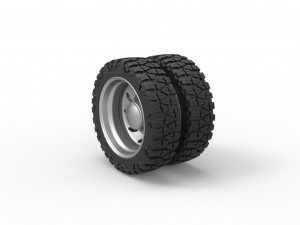 10 Triangular Hole rear semi wheel for pickup Version 3 Scale 1 to 25 3D-Druckmodell