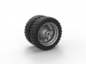 10 Triangular Hole rear semi wheel for pickup Version 3 Scale 1 to 25 3D-Druckmodell