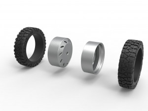 10 Triangular Hole rear semi wheel for pickup Version 3 Scale 1 to 25 3D-Druckmodell