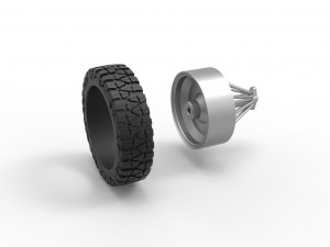 Front slab semi wheel for pickup Scale 1 to 25 3D Принт Модель