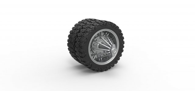 Rear slab semi wheel for pickup Scale 1 to 25 3D 프린트 모델 .c4d .max .obj .3ds .fbx .stl .blend 
