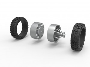Rear slab semi wheel for pickup Scale 1 to 25 3D 프린트 모델