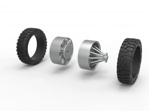 Rear slab semi wheel for pickup Scale 1 to 25 3D Print Model
