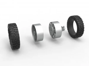 Rear slab semi wheel for pickup Scale 1 to 25 3D Print Model
