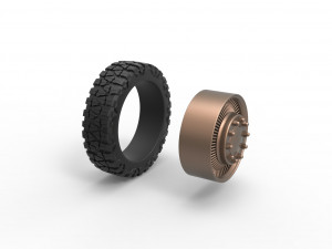 Front wire semi wheel for pickup Scale 1 to 25 Modèles 3D en vedette