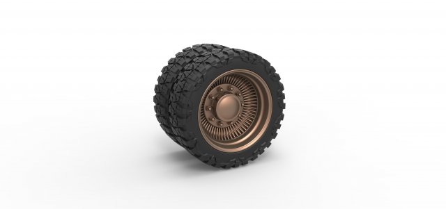 Rear wire semi wheel for pickup Scale 1 to 25 3D Принт Модель .c4d .max .obj .3ds .fbx .stl .blend 