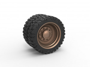 Rear wire semi wheel for pickup Scale 1 to 25 3D Print Model
