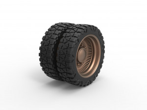 Rear wire semi wheel for pickup Scale 1 to 25 3D Принт Модель