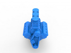 Engine V8 for vintage Monster truck Scale 1 to 25 3D Print Model