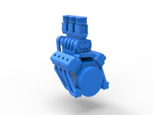 Engine V8 for vintage Monster truck Scale 1 to 25 3D Print Model