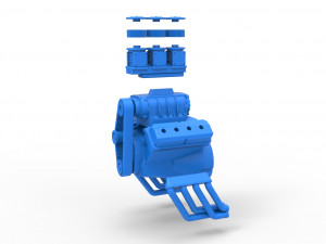 Engine V8 for vintage Monster truck Scale 1 to 25 3D Print Model